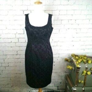 Donna Morgan Empire Waist Brocade Sheath Dress In Black Size 8